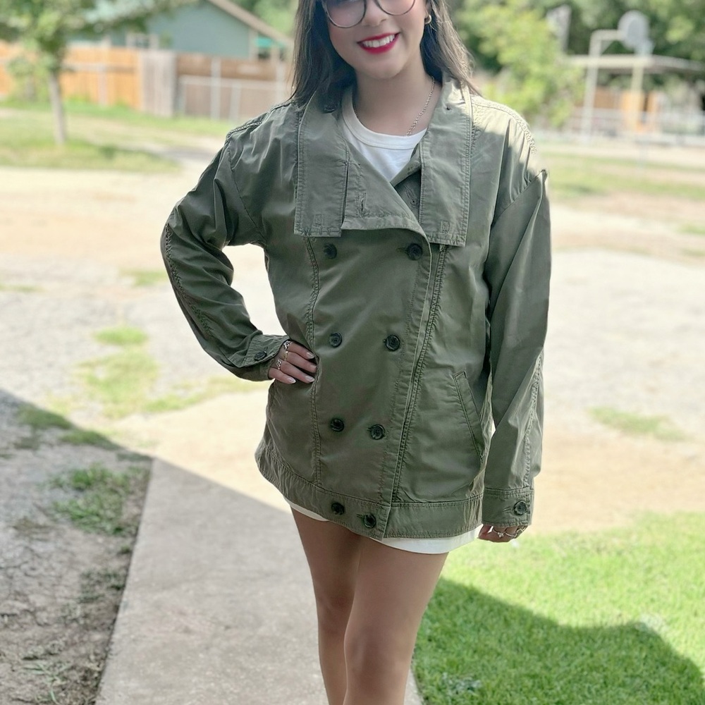 Lucky Brand Women's Military Utility Cargo Jacket Olive Army Green Size XS - Picture 3 of 10